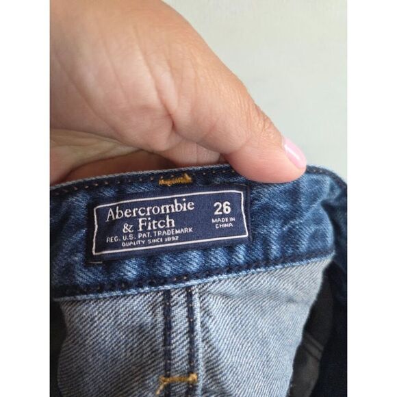 Abercrombie & Fitch Women Blue Denim w/Multicolor Floral Embroidery Skirt sz 26 - Picture 7 of 7
